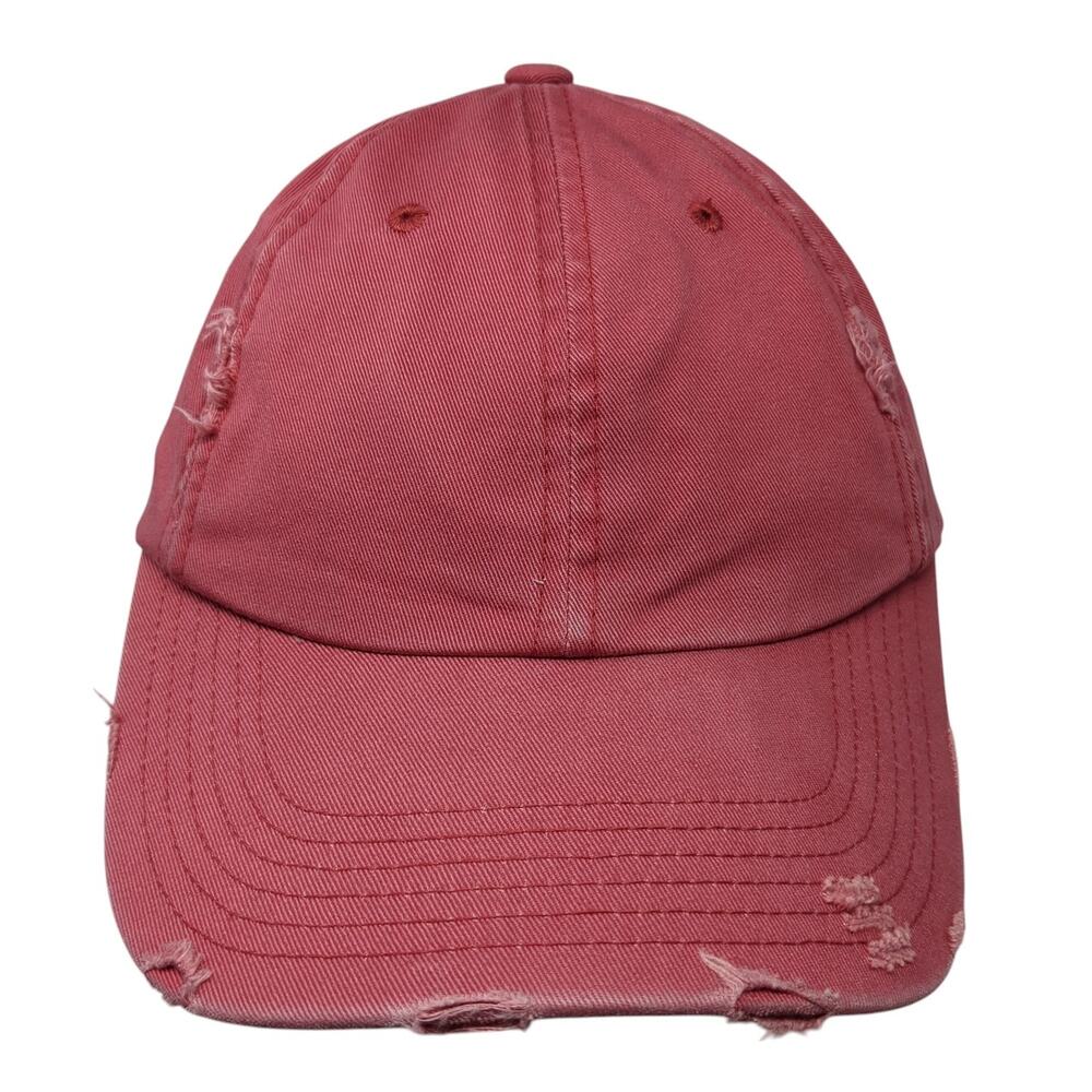 District Threads Baseball Cap Red One Size Adjustable Distressed Blank